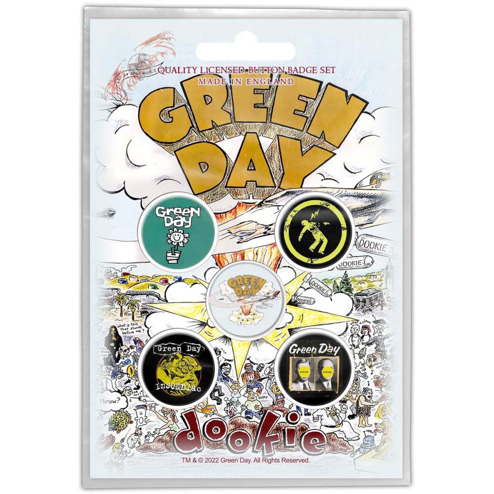 Green Day - Dookie Button pin - 5er Set - Mehrfarben